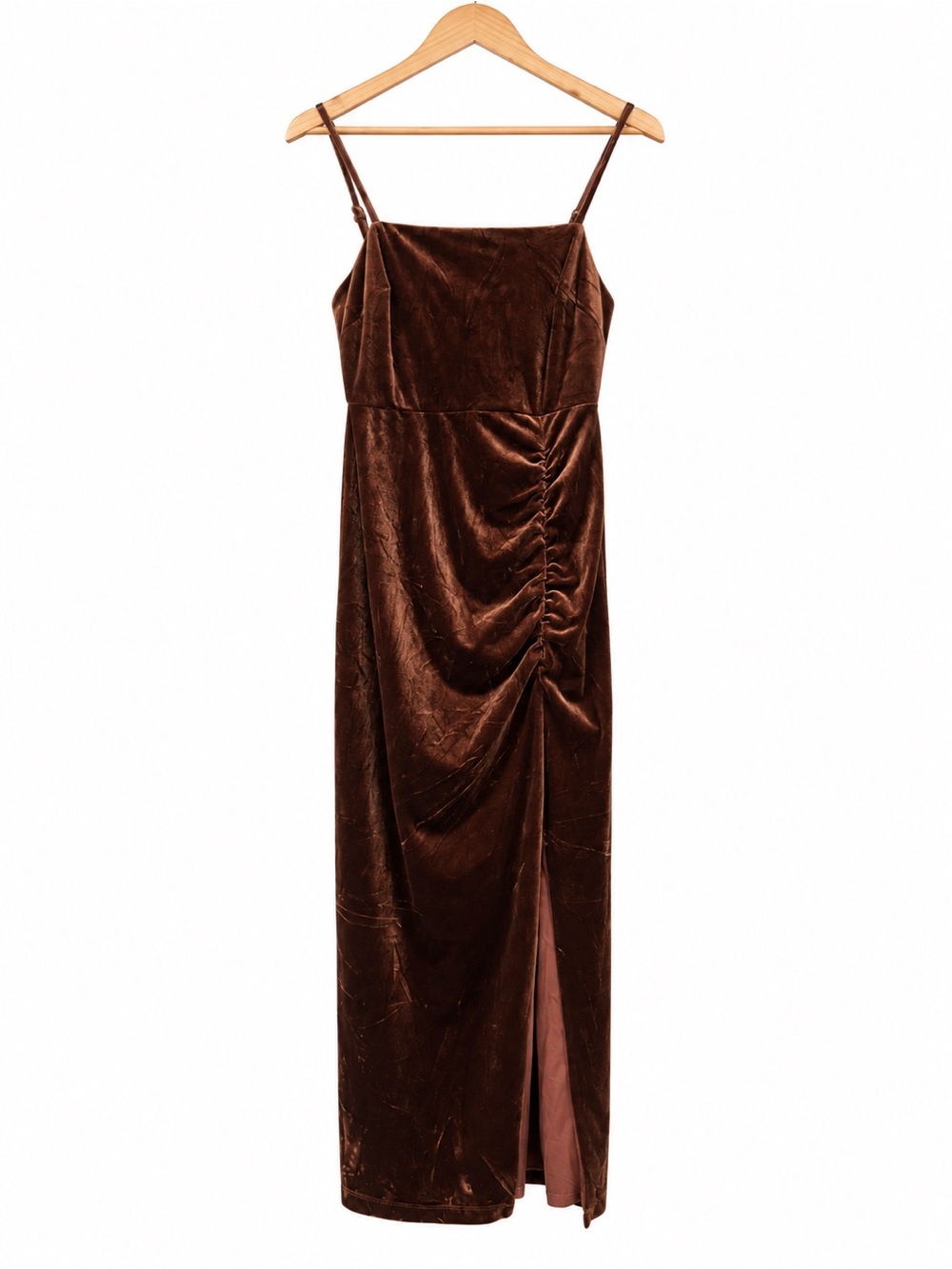🖤 Autumn After Dark Brown Velvet Slit Dress | Size 2
